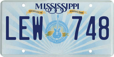 MS license plate LEW748