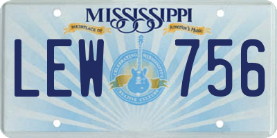 MS license plate LEW756