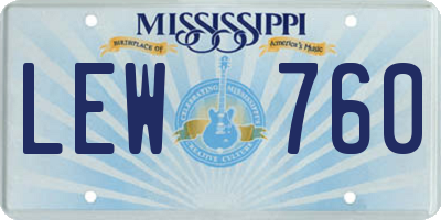 MS license plate LEW760