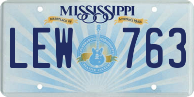 MS license plate LEW763