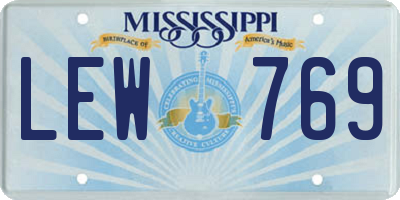 MS license plate LEW769