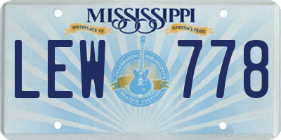 MS license plate LEW778