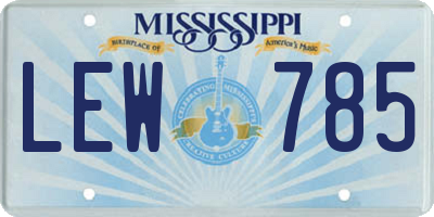 MS license plate LEW785