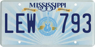 MS license plate LEW793