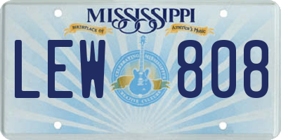 MS license plate LEW808