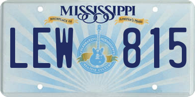 MS license plate LEW815