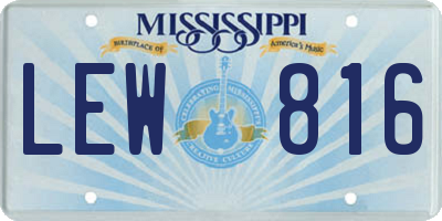 MS license plate LEW816