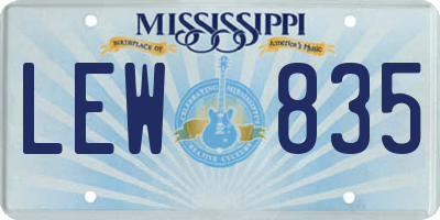 MS license plate LEW835