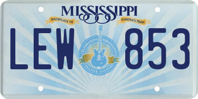 MS license plate LEW853