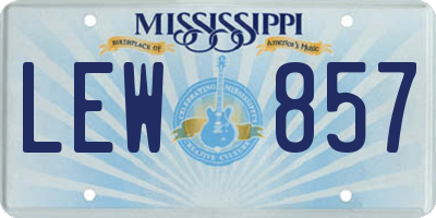 MS license plate LEW857