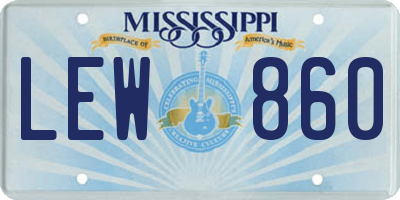 MS license plate LEW860