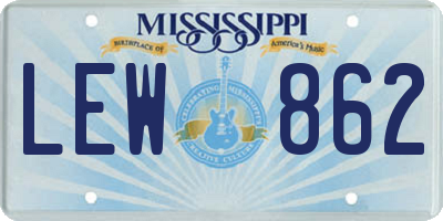 MS license plate LEW862