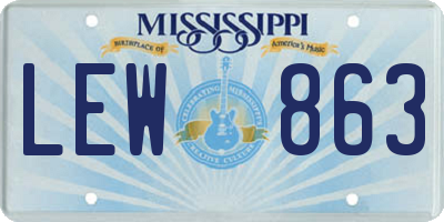 MS license plate LEW863