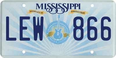 MS license plate LEW866