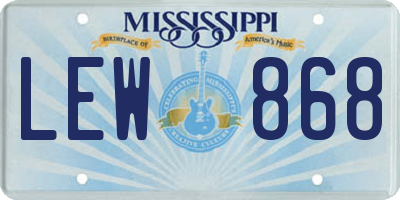 MS license plate LEW868