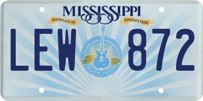 MS license plate LEW872
