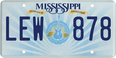 MS license plate LEW878