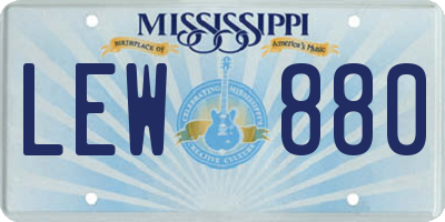 MS license plate LEW880