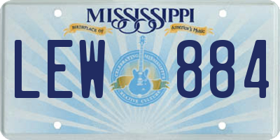 MS license plate LEW884