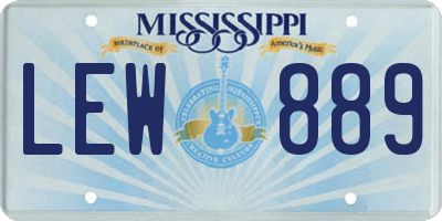 MS license plate LEW889