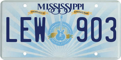 MS license plate LEW903
