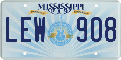 MS license plate LEW908