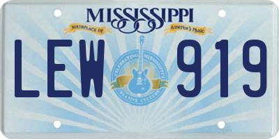 MS license plate LEW919