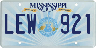 MS license plate LEW921