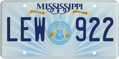 MS license plate LEW922