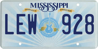 MS license plate LEW928