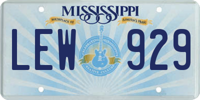 MS license plate LEW929