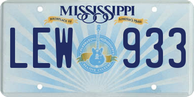 MS license plate LEW933
