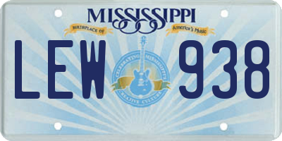 MS license plate LEW938