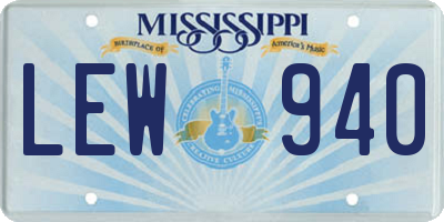 MS license plate LEW940