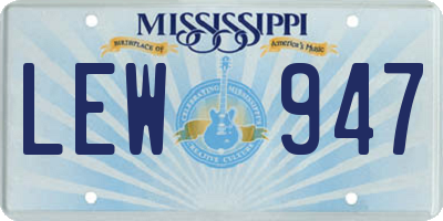 MS license plate LEW947