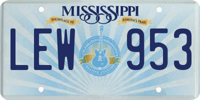 MS license plate LEW953