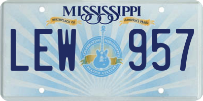 MS license plate LEW957