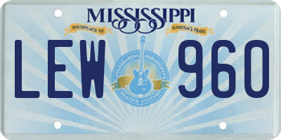 MS license plate LEW960