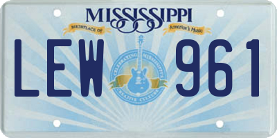 MS license plate LEW961