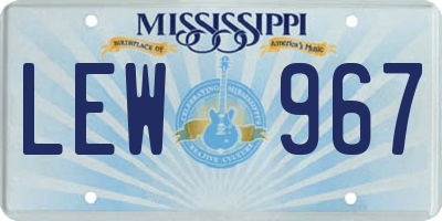 MS license plate LEW967