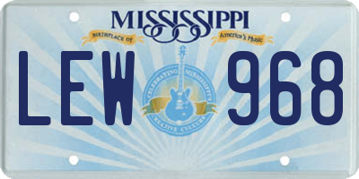 MS license plate LEW968