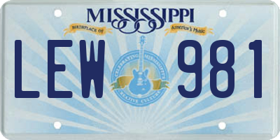 MS license plate LEW981