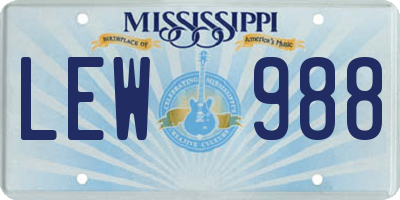 MS license plate LEW988