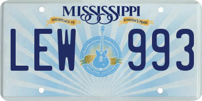 MS license plate LEW993
