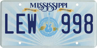 MS license plate LEW998
