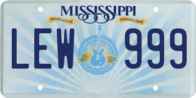 MS license plate LEW999
