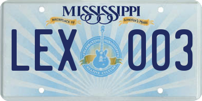 MS license plate LEX003