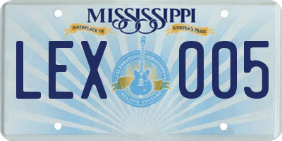 MS license plate LEX005