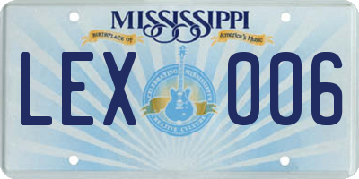 MS license plate LEX006
