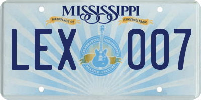MS license plate LEX007